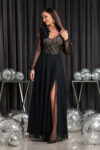 Suknia wieczorowa z tiulem STELLA / Czarny