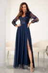 Suknia wieczorowa z tiulem STELLA / Granatowy