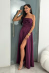 Sukienka ROCHEL SATIN długa gorsetowa lekko rozkloszowana / Fiołkowy