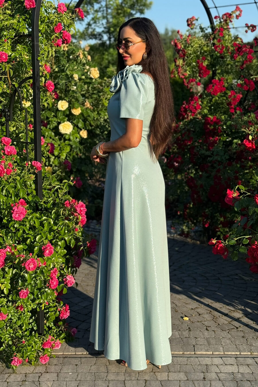 Elegancka sukienka na wesele RUBI maxi / Szałwia Błysk