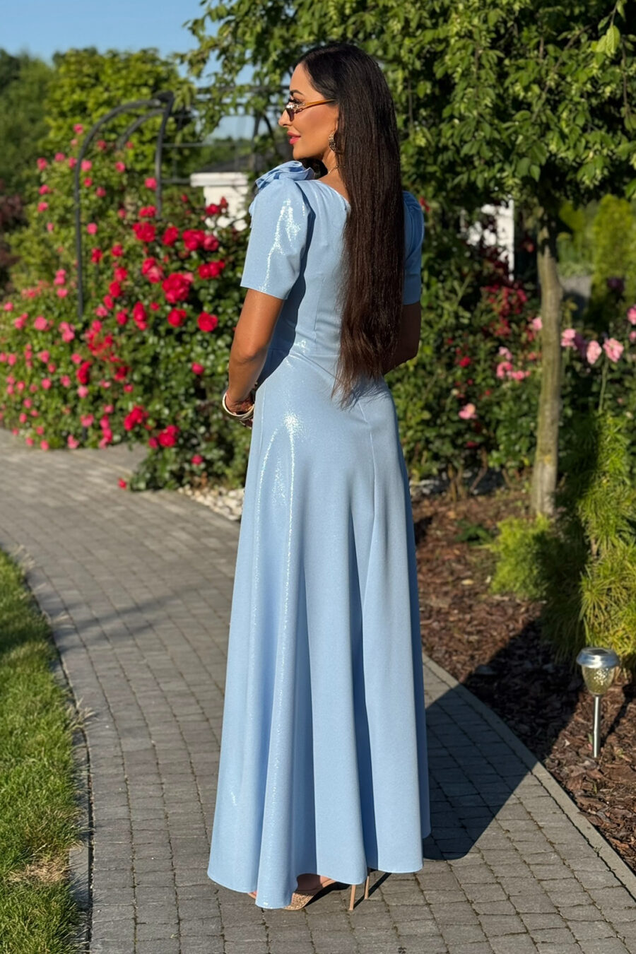 Elegancka sukienka na wesele RUBI maxi / Niebieski Błysk