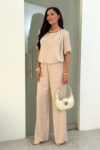 Elegancki komplet damski ze spodniami DIVA / Beżowy