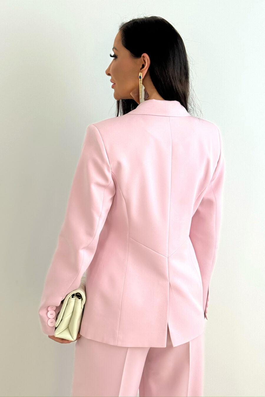 Elegancki garnitur damski MALVA / Pudrowy róż