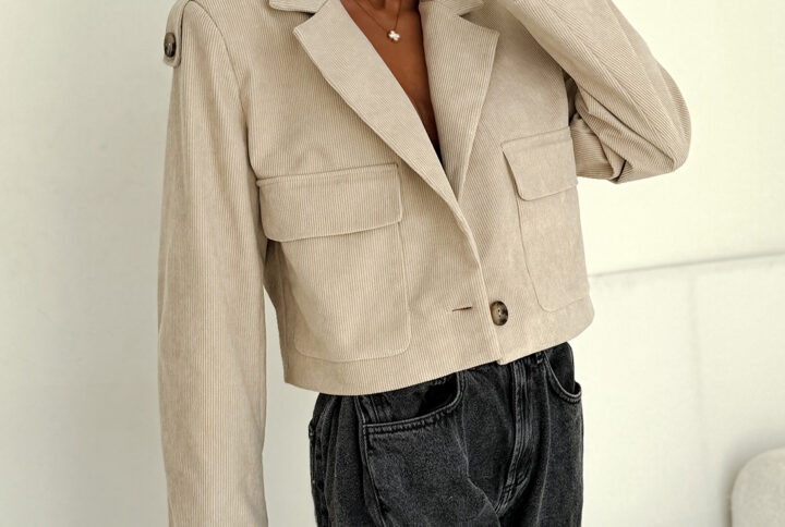 Sztruksowa marynarka damska – IMPERIAL – Beżowa