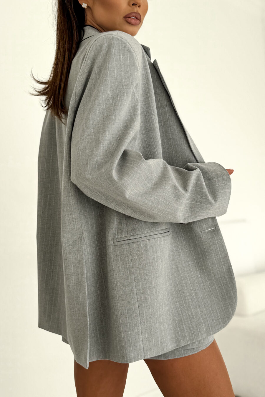 Marynarka damska ALVA – szary – tenisowe paski