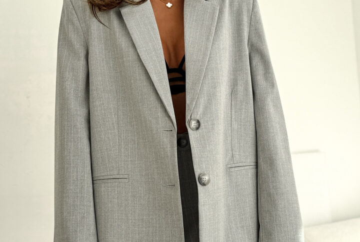 Marynarka damska ALVA – szary – tenisowe paski