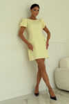 Sukienka mini AMELIA z bufkami / Bananowy