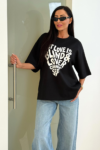 T-shirt damski BLIND – czarny z białym nadrukiem