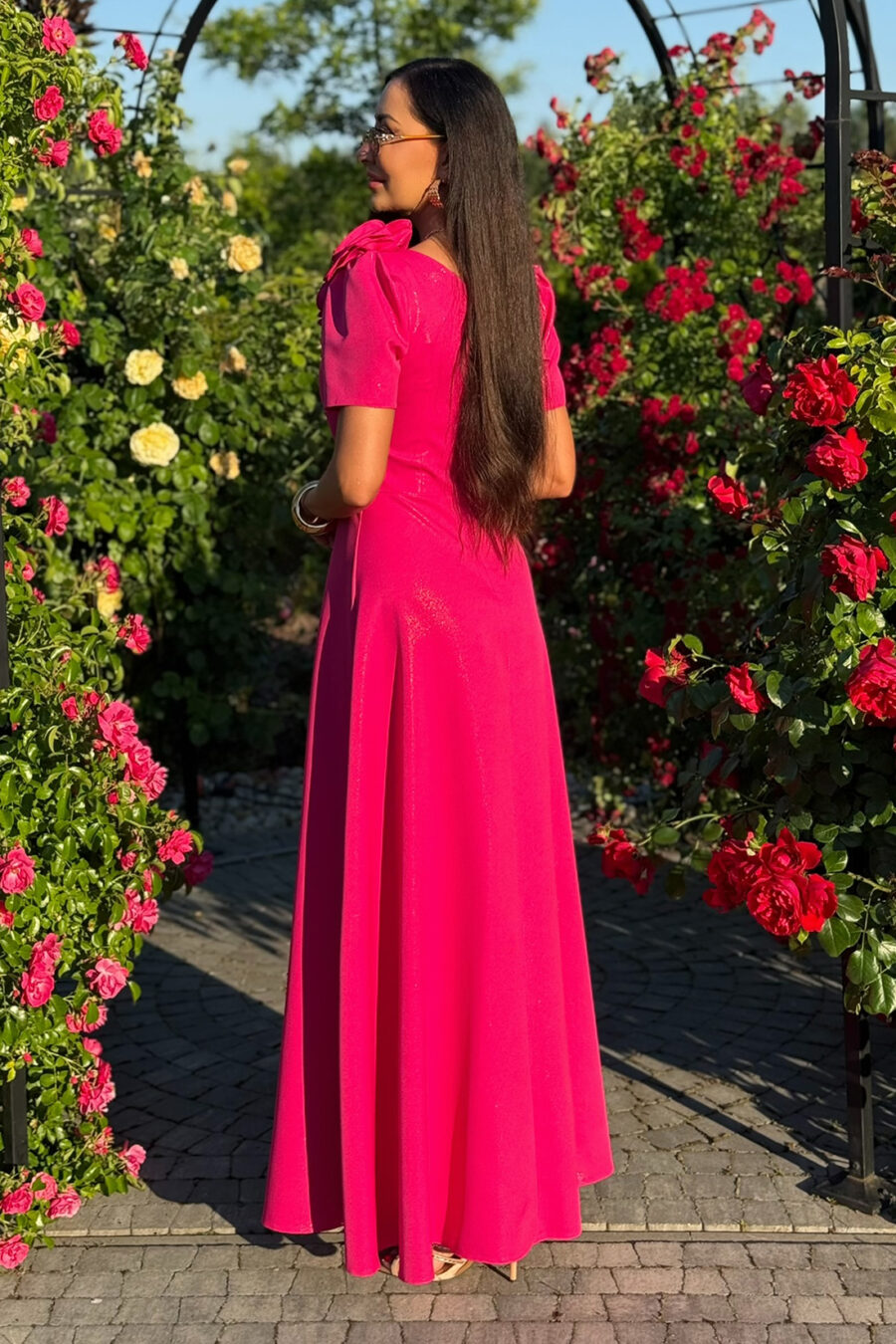Elegancka sukienka na wesele RUBI maxi / Fuksja Błysk