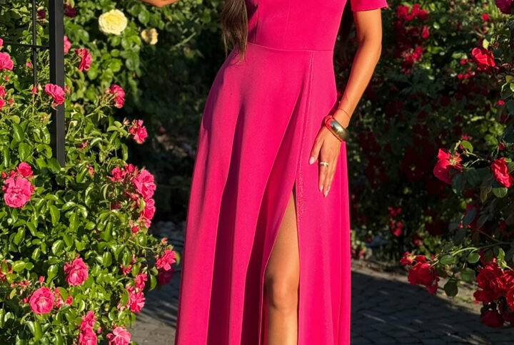 Elegancka sukienka na wesele RUBI maxi / Fuksja Błysk
