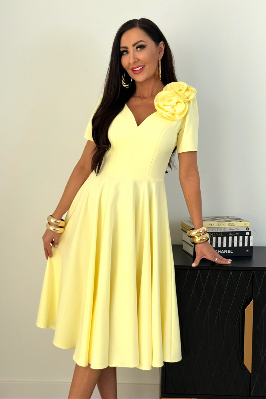 Sukienka RUBI midi Żółty (Butter Yellow)