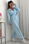 Dres damski BE POSITIVE – bawełniany komplet – Błękitny
