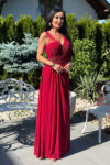 Sukienka Maxi Bordowa Plus Size – zdobiona aplikacją – BH 5391