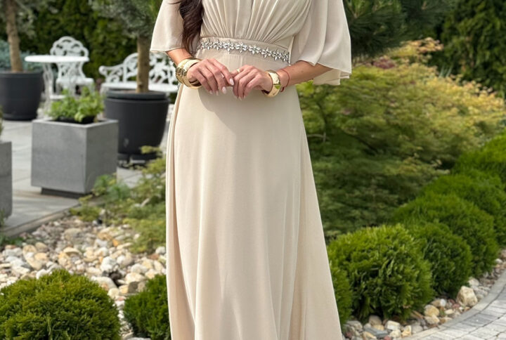 Sukienka Maxi Beżowa Plus Size - BH 564