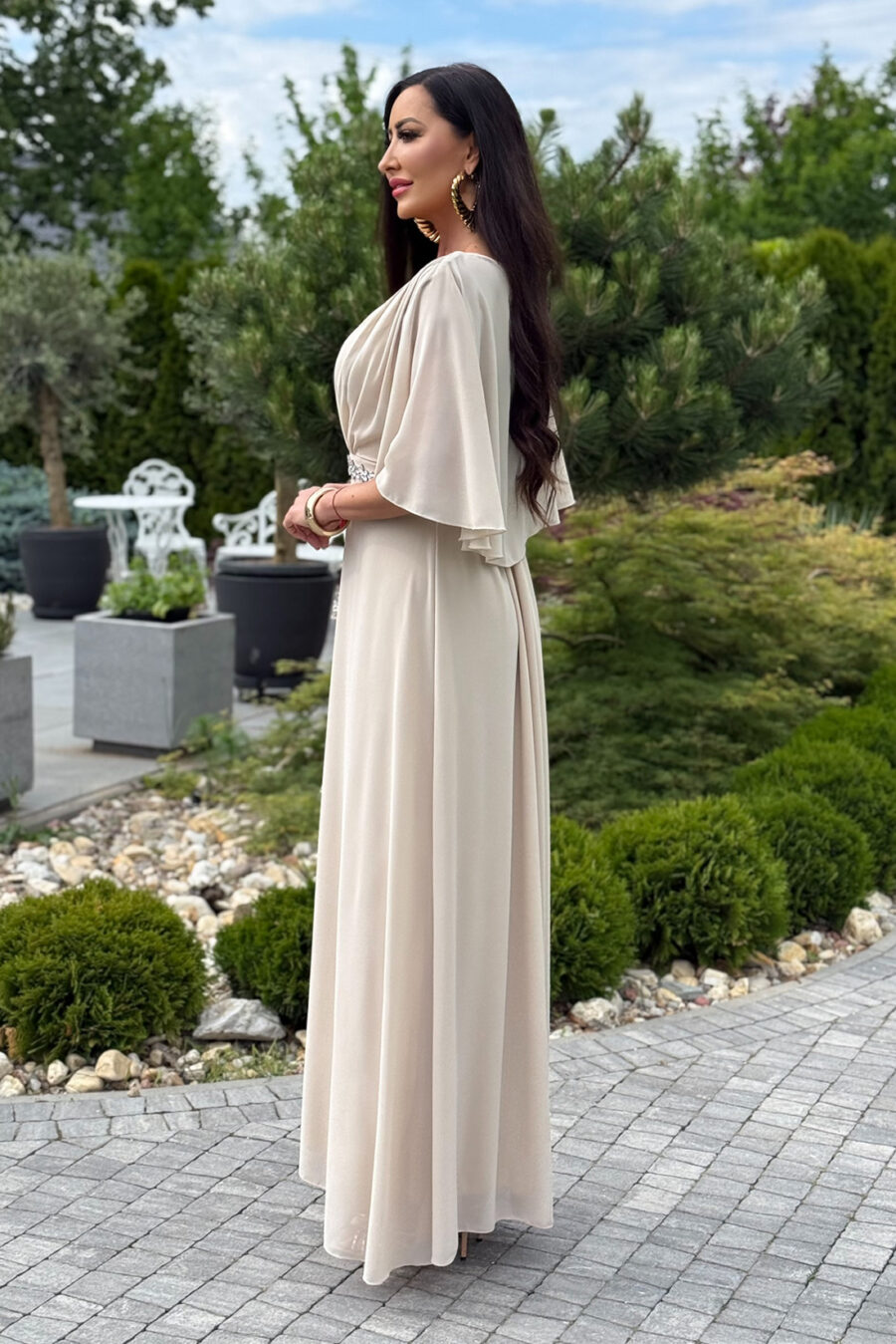 Sukienka Maxi Beżowa Plus Size - BH 564