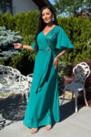 Sukienka maxi plus size – Szmaragdowy z gipiurą - BH 661