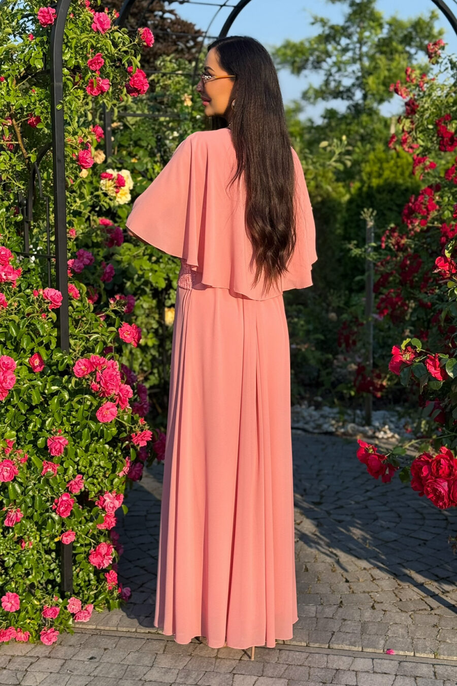 Sukienka Maxi Plus Size – pudrowy róż – BH539