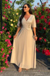Sukienka Maxi Plus Size – beżowa – BH539