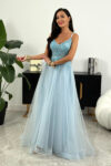Tiulowa sukienka maxi – baby blue – L1997