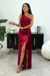 Sukienka maxi z satyny – bordo – LOREN