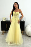 Tiulowa sukienka maxi – bananowy – L1998