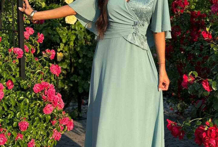 Sukienka Maxi Plus Size – szałwiowa – BH539