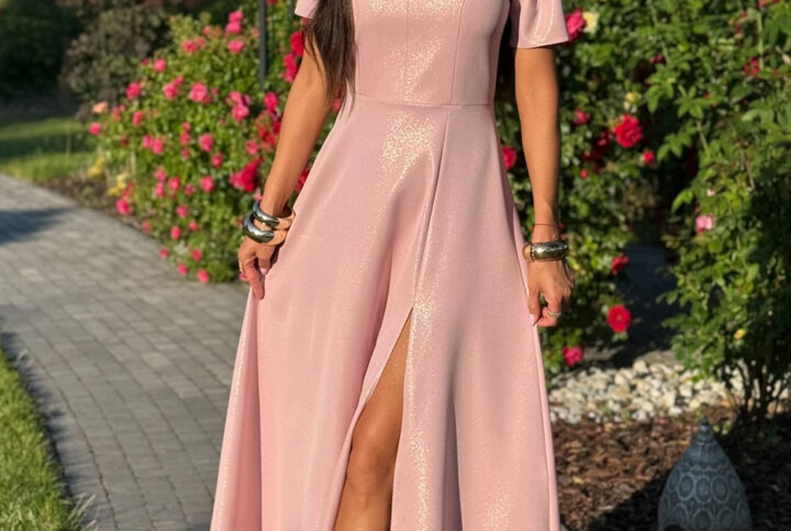 Elegancka sukienka na wesele RUBI maxi / Pudrowy róż