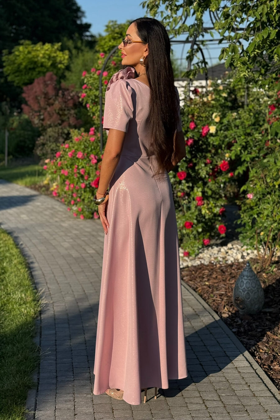 Elegancka sukienka na wesele RUBI maxi / Pudrowy róż