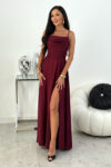 ROCHEL BIS - bordo błysk - elegancka sukienka maxi z gorsetową górą