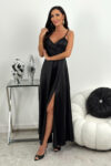 Satynowa sukienka maxi VERONA – czarny