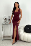 Sukienka wieczorowa maxi VENICE – bordowy